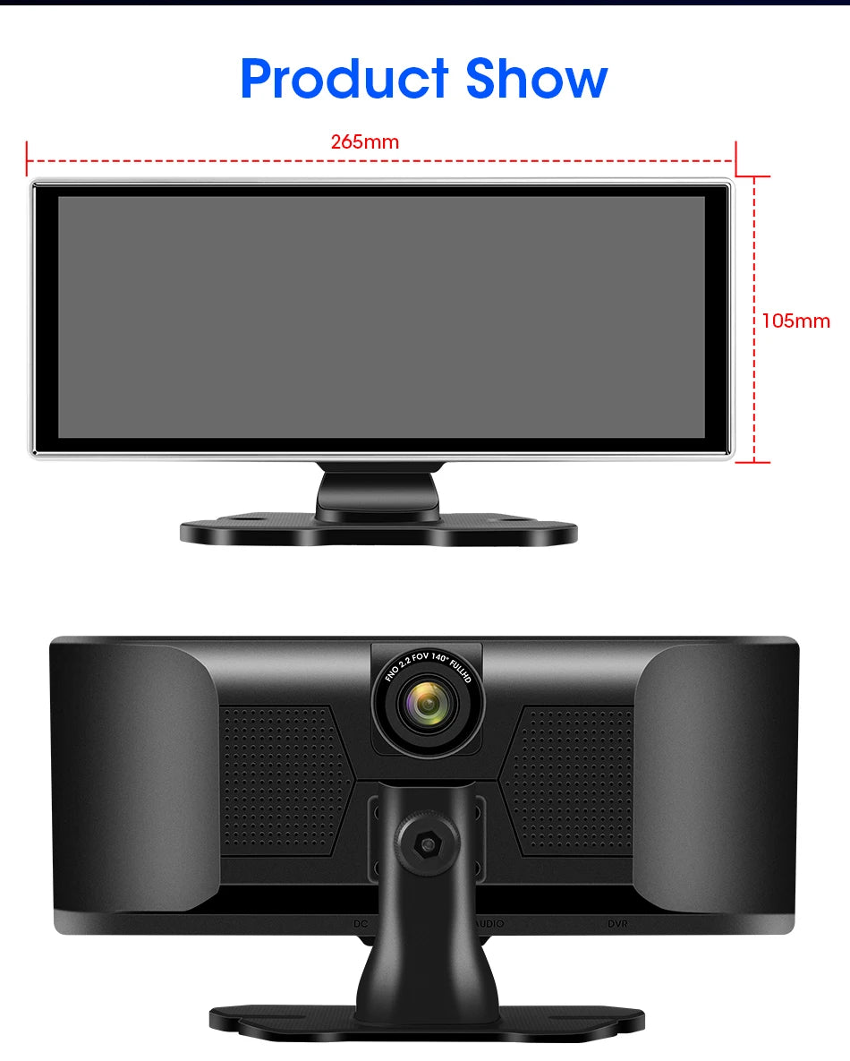 10/11.26 inch Dash Cam 4K Car DVR Wireless Carplay & Android Auto GPS