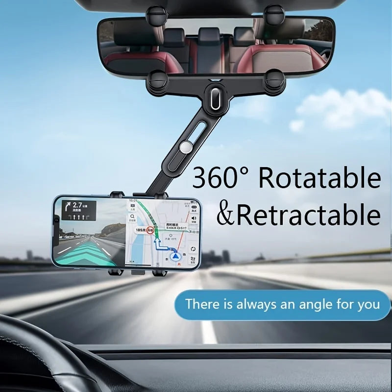 360° Car Rearview Mirror Mobile Phone Holder For Car Rotation