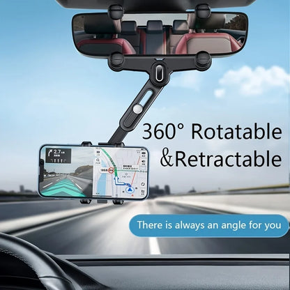 360° Car Rearview Mirror Mobile Phone Holder For Car Rotation