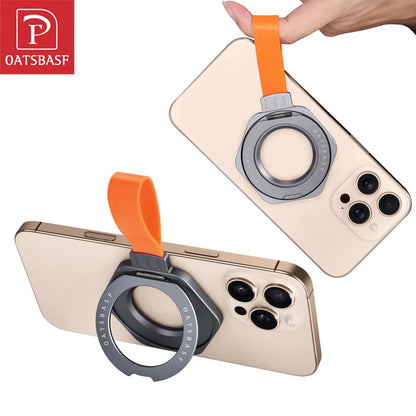 Metal Magnetic Phone Stand Adjustable with Silicone Lanyard