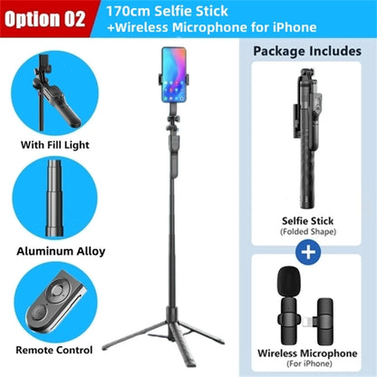 FANGTUOSI 1750mm Wireless Selfie Stick Tripod Stand