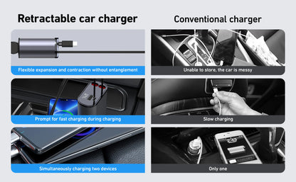 4 IN 1 Retractable Car Charger Mobile Phone USB PD Type C