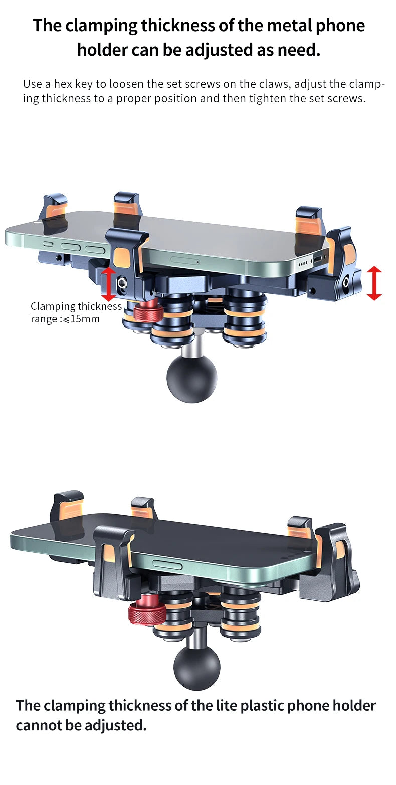 Universal  Motorcycle Phone Holder Alloy Anti-Shake 360° Adjustable