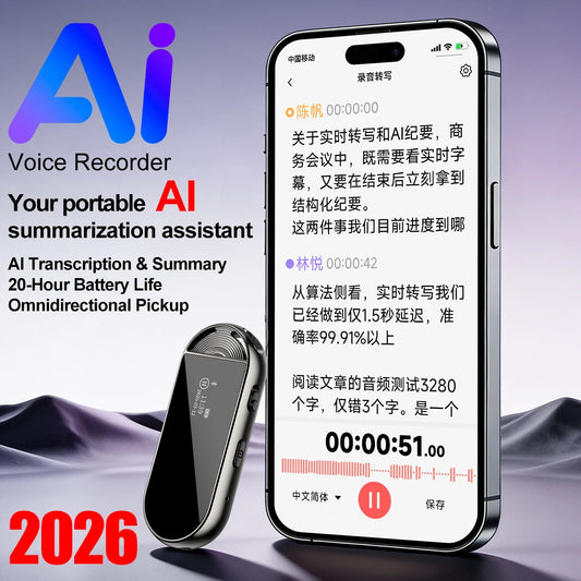 Upgraded AI Voice Recorder, 72 Languages, 99.91% Accuracy