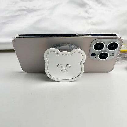 Cute Bear Mirror Magnetic Socket Grip Phone Holder