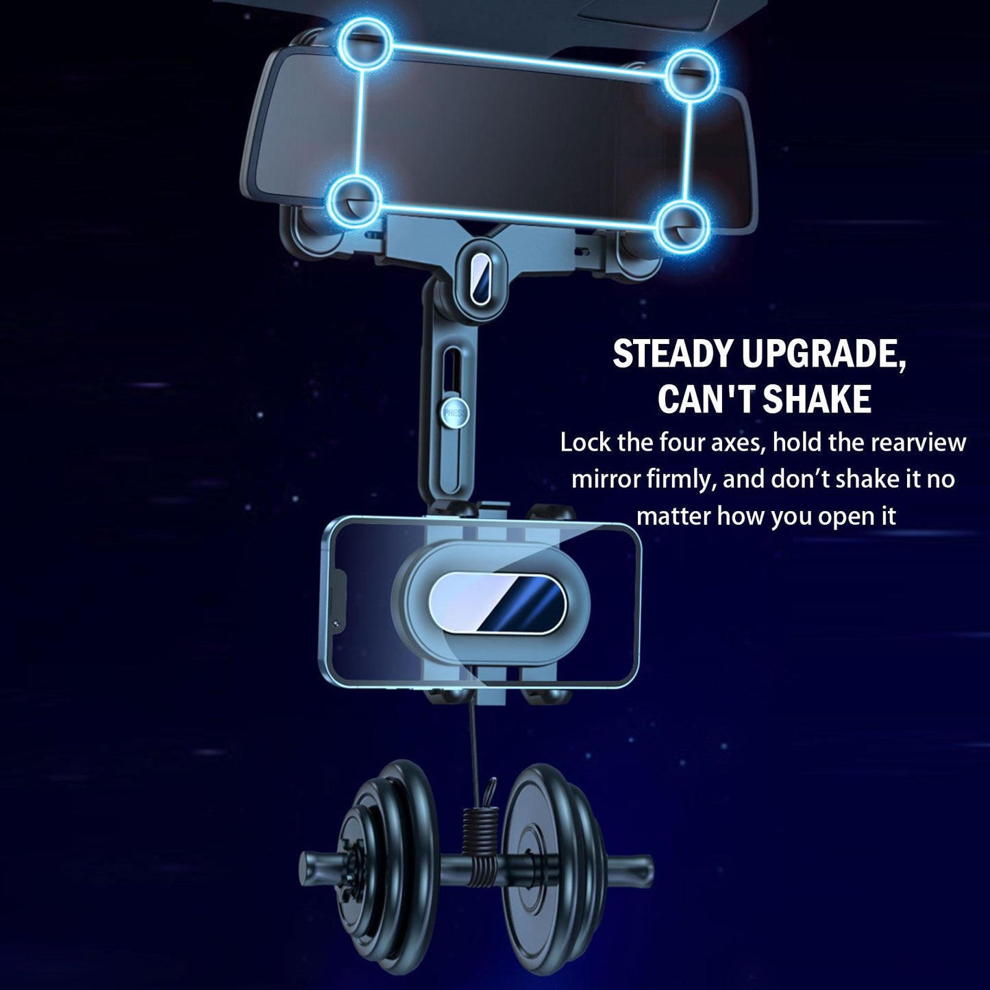 360° Car Rearview Mirror Mobile Phone Holder For Car Rotation