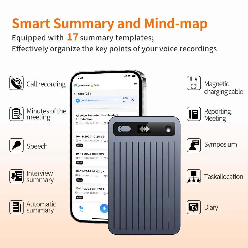 Ultra-thin AI Dual Mode Recorder Chatgpt AI Card Recorder