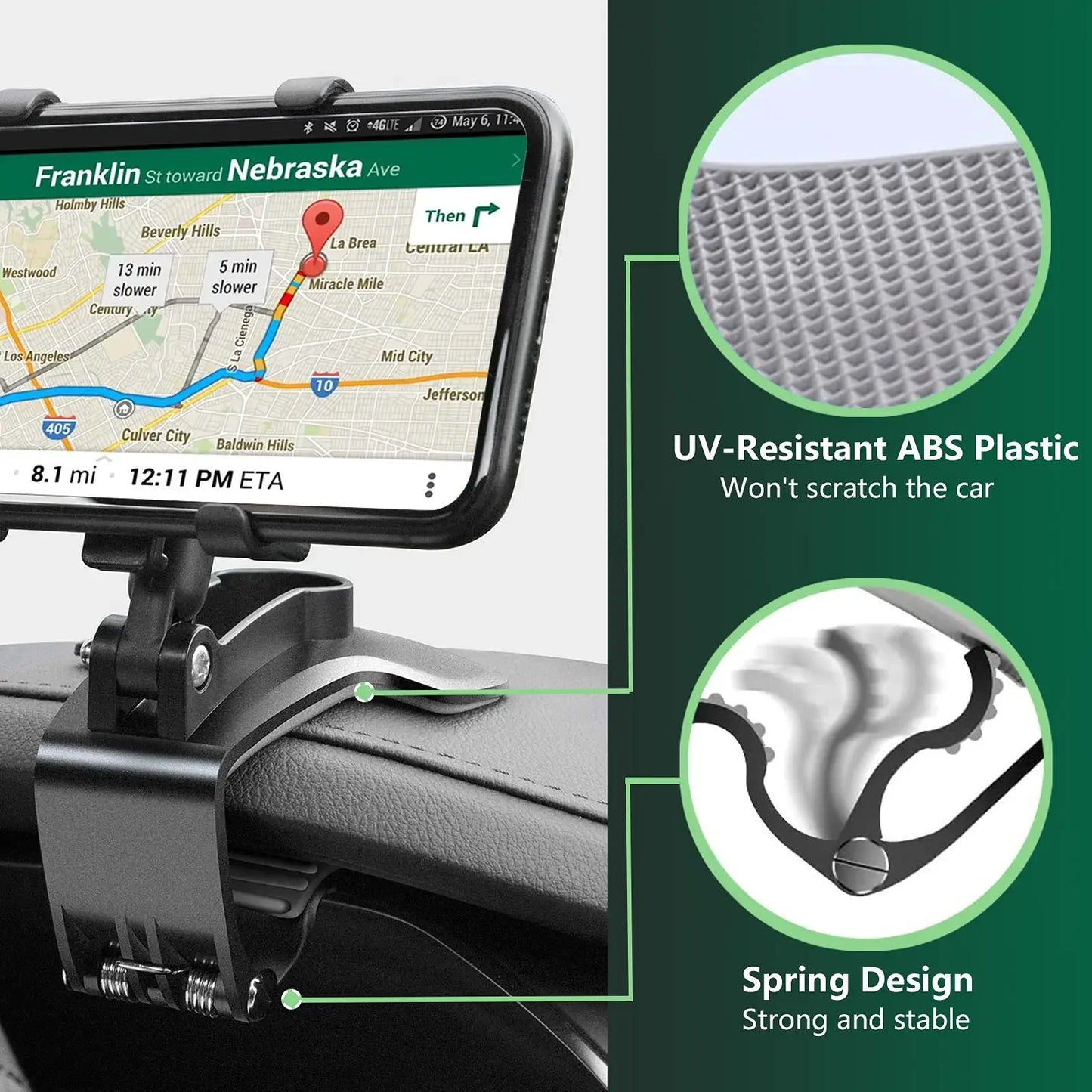 360 Degree Rotation Car Phone Holder Stand Universal Car Clip Mount