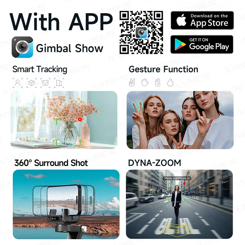 AXNEN AI Desktop Gimbal Tripod Extendable Selfie Stick