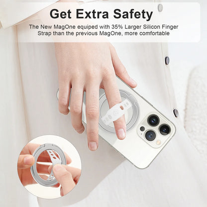 EWA Magnetic Phone Grip and Stand with Silicone Finger Strap