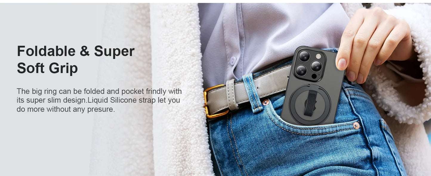 Magnetic Ring Phone Holder with Silicone Cord