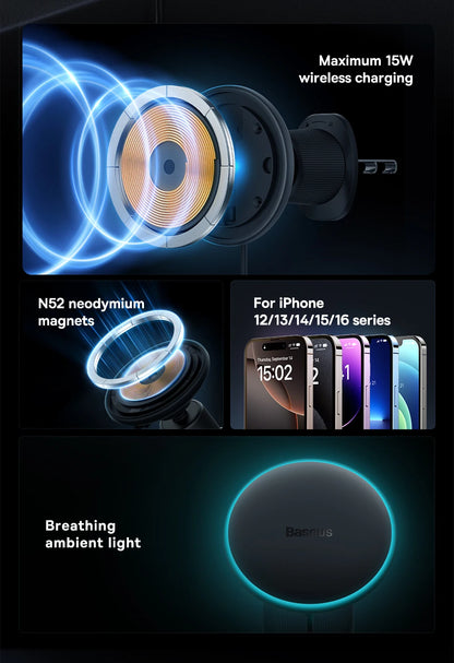 Baseus Magnetic Wireless Charger Car Phone Holder
