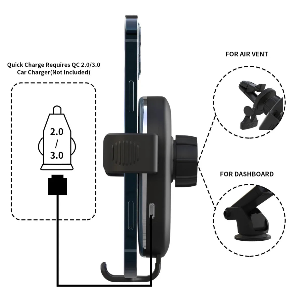 30W Air Vent Car Wireless Charger Gravity Phone Holder