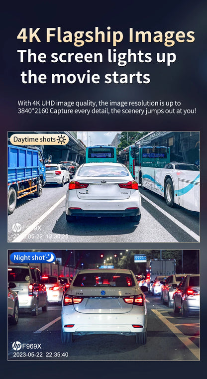 HP F969 dash cam car camera 4k HD night vision WiFi DVR