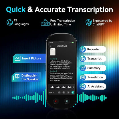 AI Voice Recorder with Playback Unlimited Transcription