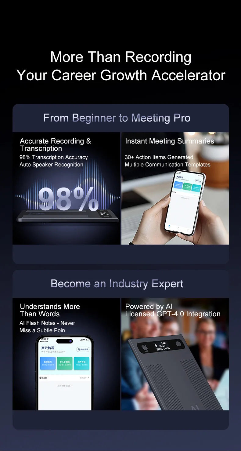 New Ultra-thin T8 Intelligent AI Voice Recorder Transcription