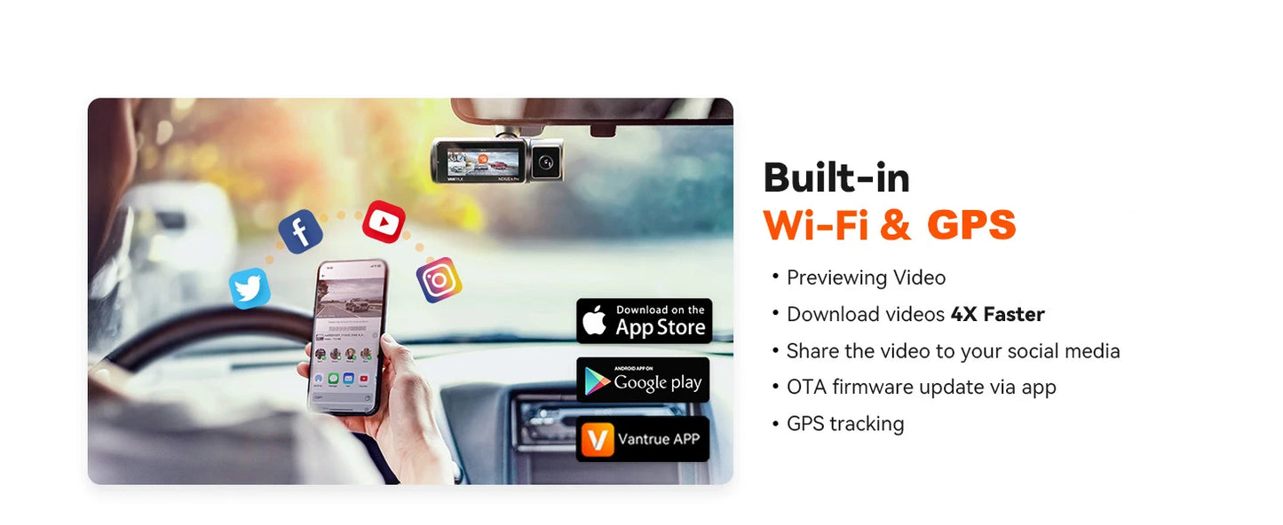 3 Channel Car DVR UHD 4K 3-Lens Inside Vehicle Dash Cam