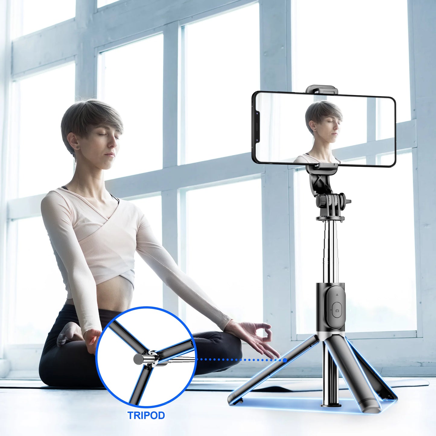Q02 Foldable Tripod Selfie Stick Wireless Bluetooth