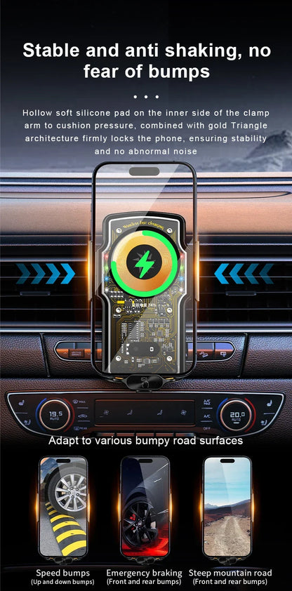 120W Magnetic Charger Car Phone Holder 15W Fast Wireless Charging