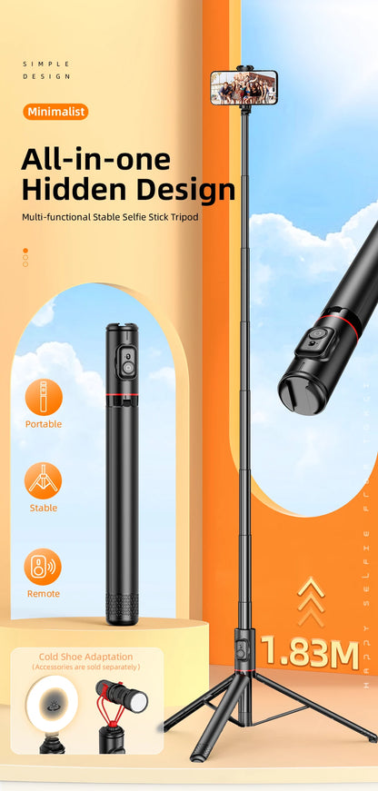 C10 Selfie Stick 72 Inch Aluminum Alloy with Wireless Bluetooth
