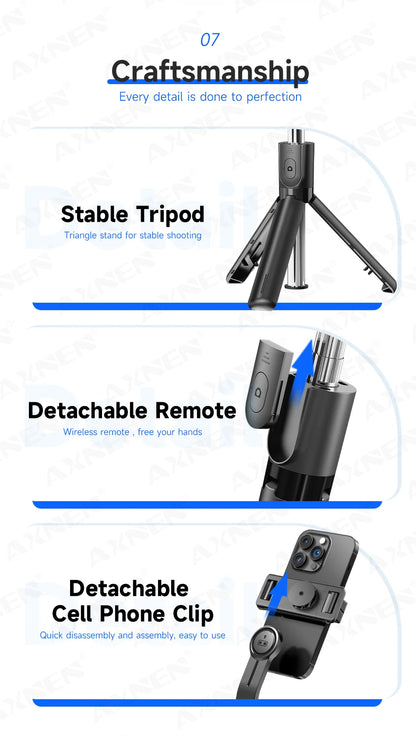 Bluetooth Selfie Stick Tripod Desktop Stand, Phone Holder