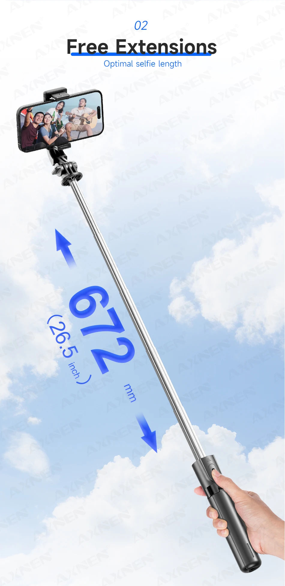 Bluetooth Selfie Stick Tripod Desktop Stand, Phone Holder