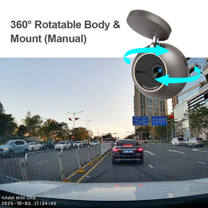 Dash Cam KAWA Tiny Video Recorder 2K Car DVR MINI ORB
