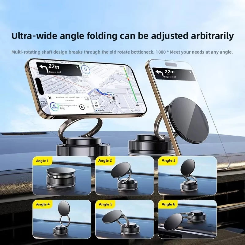 Metal Vacuum Magnetic Car Phone Holder Foldable Design