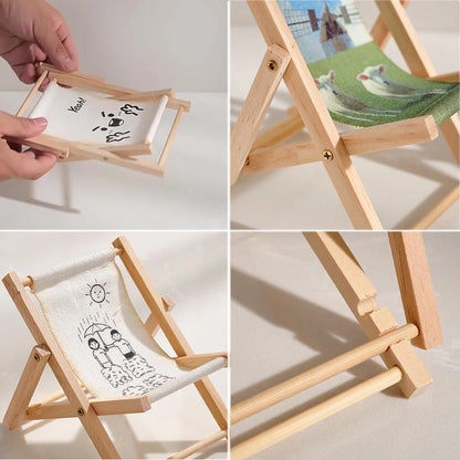 Wood Chair Shape Mobile Phone Stand Beach chair Desktop