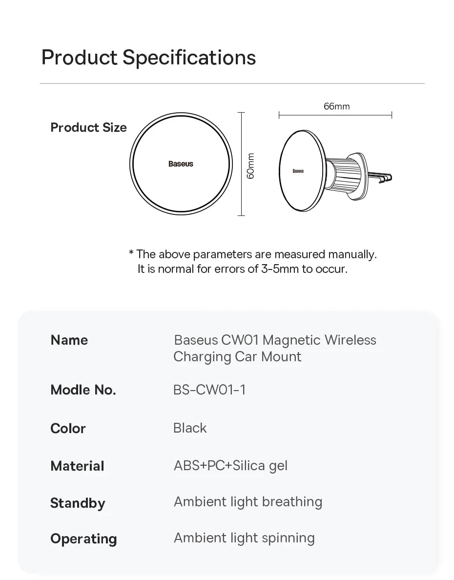 15W Fast Charging Car Charger Holder Magnetic Car Phone Holder