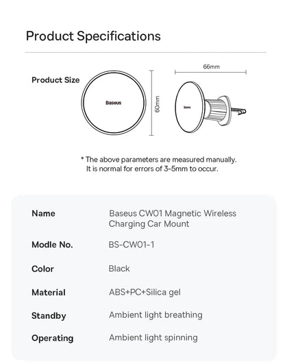 15W Fast Charging Car Charger Holder Magnetic Car Phone Holder