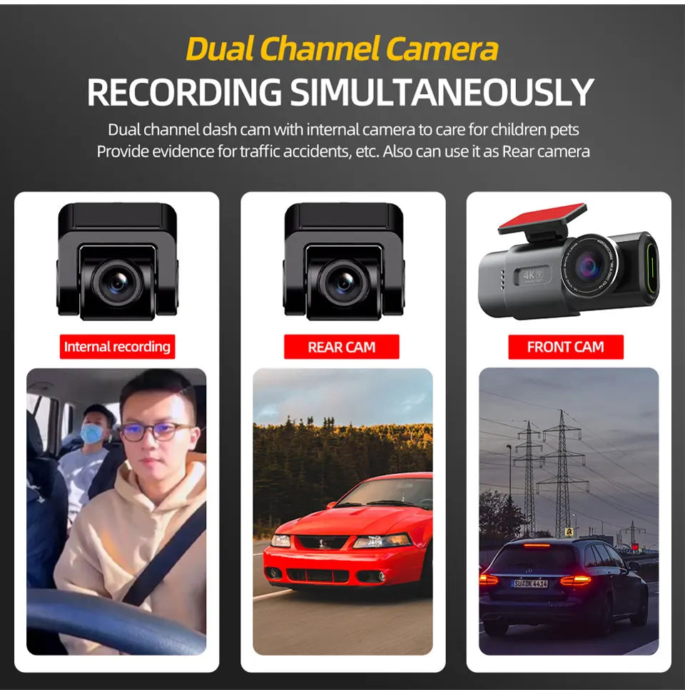 Yangood 4K Dash Cam Dual Channel Dual Lens Night Vision