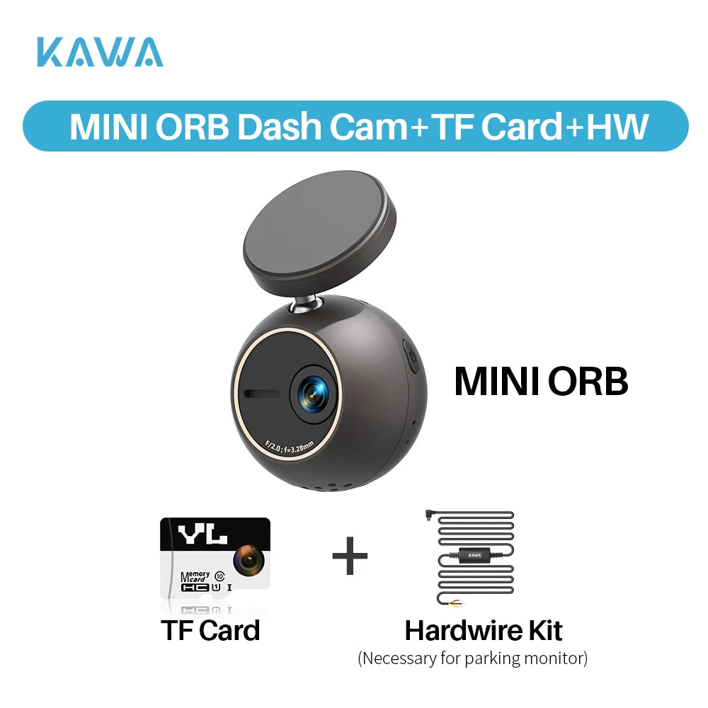 Dash Cam KAWA Tiny Video Recorder 2K Car DVR MINI ORB