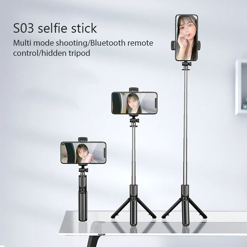 New Selfie Stick Tripod Stand with Remote Shutter Foldable Phone Holder