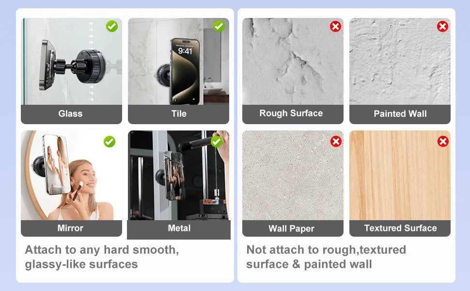 Magnetic Suction Cup Shower Phone Holder Mirror Phone Mount