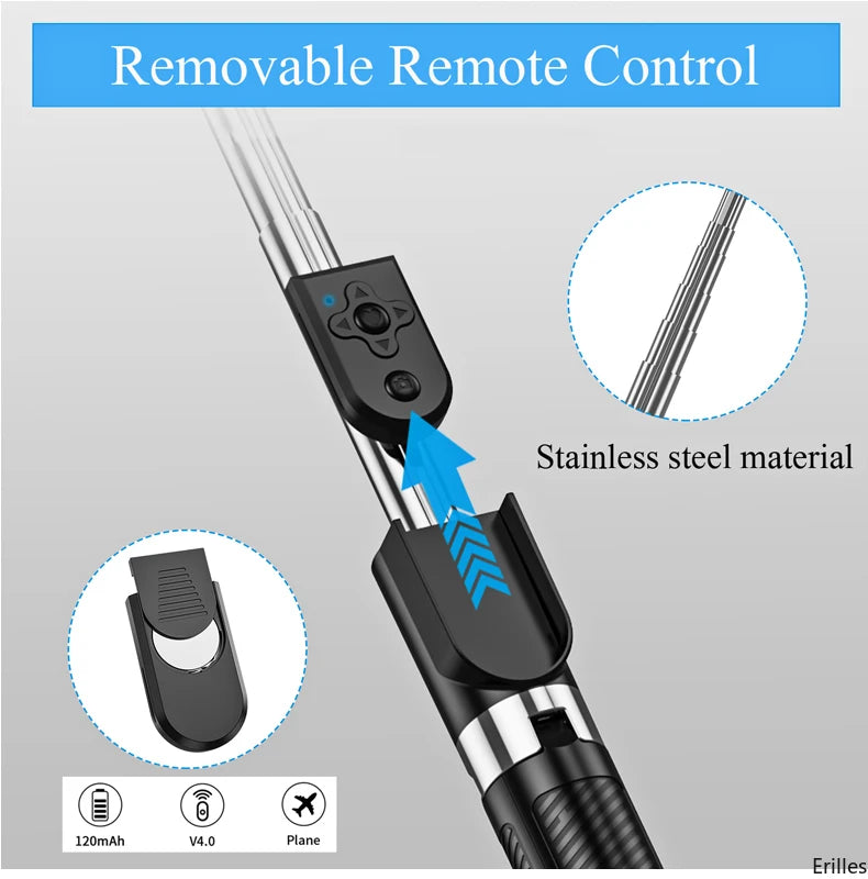 1.67M Long Extended Bluetooth Wireless Selfie Stick Live
