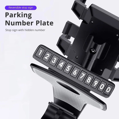 Universal Dashboard Car Phone Holder with Parking Number Plate