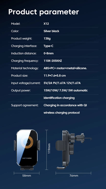 Universal Car Wireless Charger Auto Car Mount Phone Holder