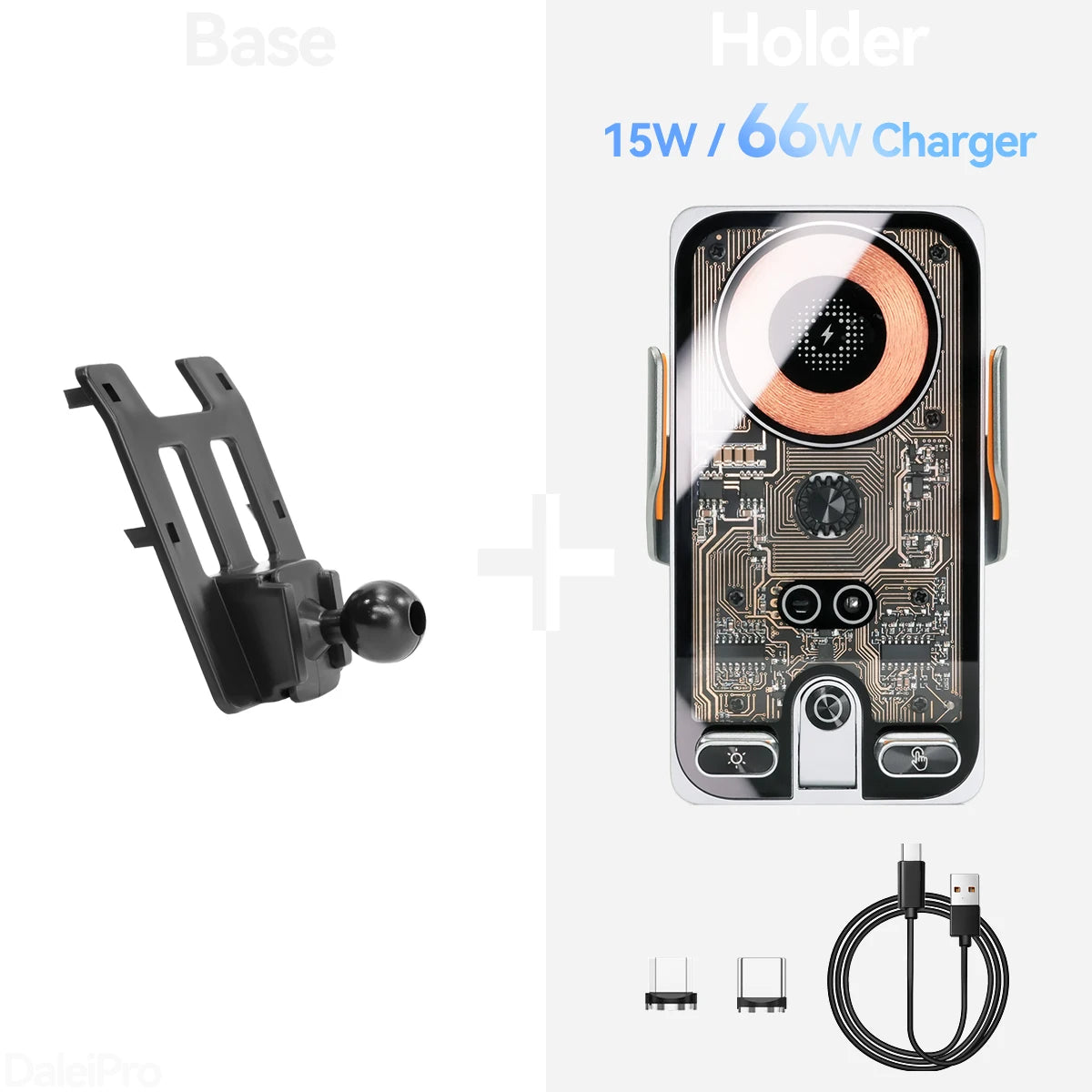 Car Phone Holder Wireless Charger Holder Phone Auto-Clamping