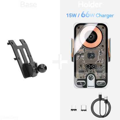 Car Phone Holder Wireless Charger Holder Phone Auto-Clamping