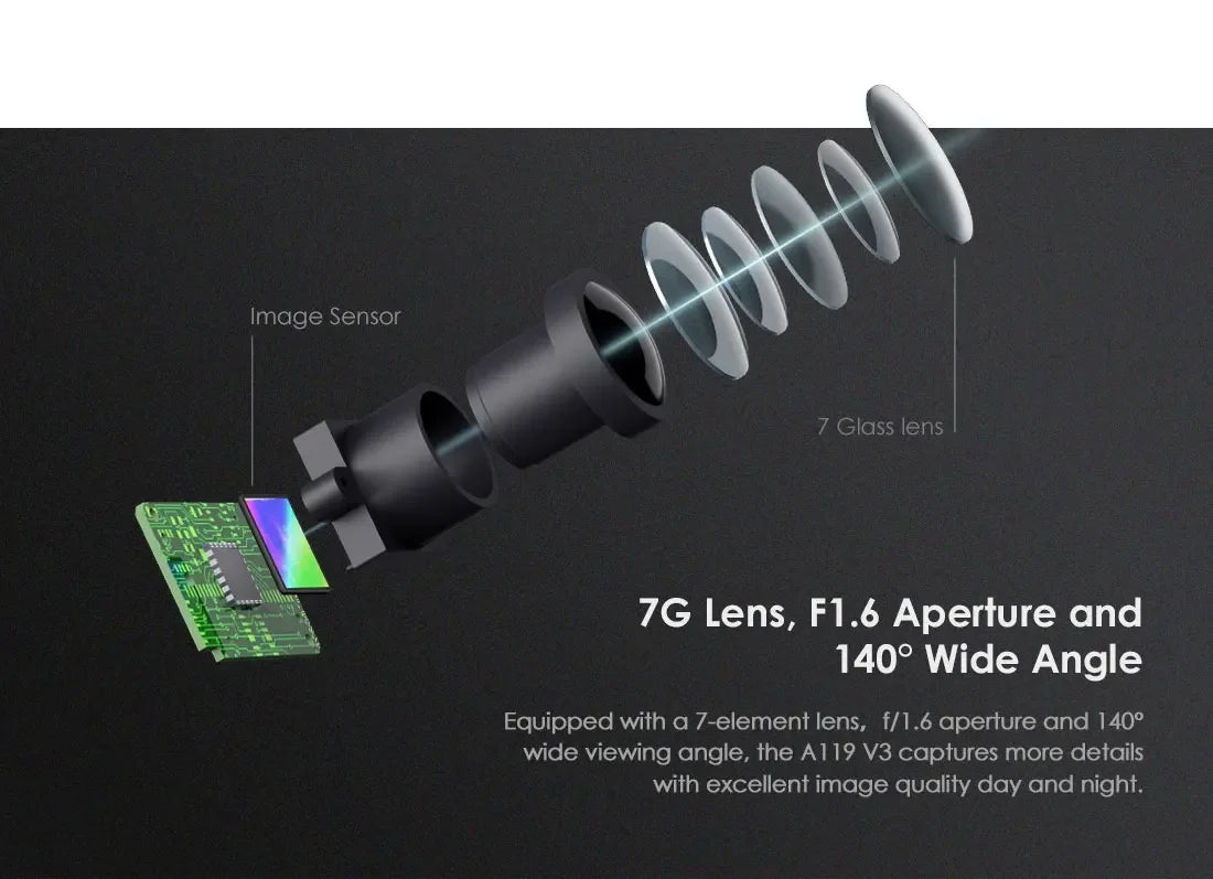 VIOFO A119 V3 2K Car Parking Mode G-Sensor Rota Lens