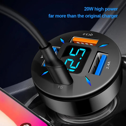 Quick Charge Car Phone Charger PD+QC3.0 4 Ports