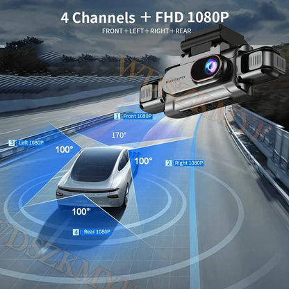 360°Auto Camera 1080P Video Recorder 3/4 Lens WIFI DashCam