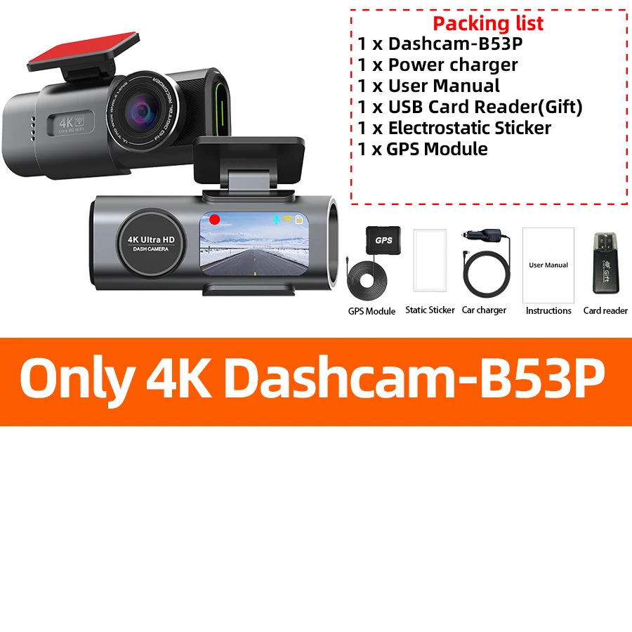 Yangood 4K Dash Cam Dual Channel Dual Lens Night Vision
