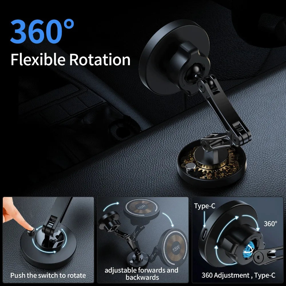 Magnetic Car Phone Holder Mount Wireless Charger Fast Charging
