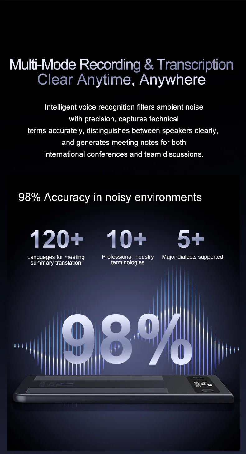 New Ultra-thin T8 Intelligent AI Voice Recorder Transcription