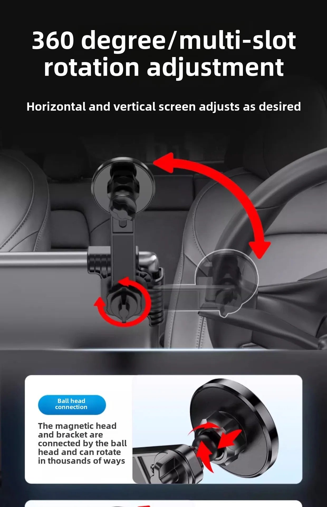 Magnetic Car Phone Holder Car Display Screen Side Rotation