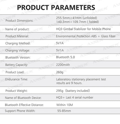AXNEN 3-Axis Gimbal Handheld Self Stabilizer with Tripod