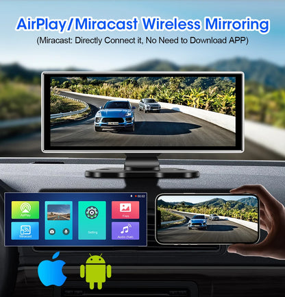 10/11.26 inch Dash Cam 4K Car DVR Wireless Carplay & Android Auto GPS