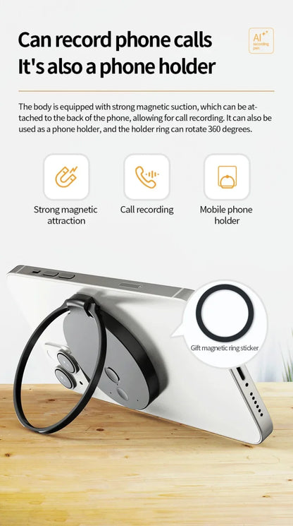 AI ChatGPT Voice Recorder 8-128GB Mini Keychain Recording Device
